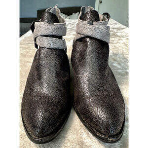Vintage by Jeffrey Campbell Everly Black Silver Ankle Boots Womens Size 8.5